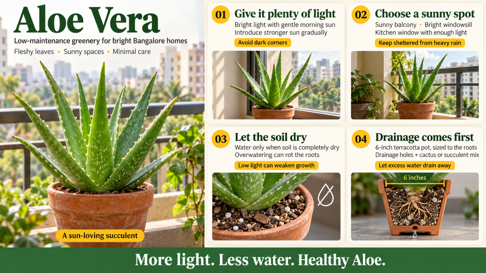 Aloe Vera is placed on the balcony of a Bangalore apartment